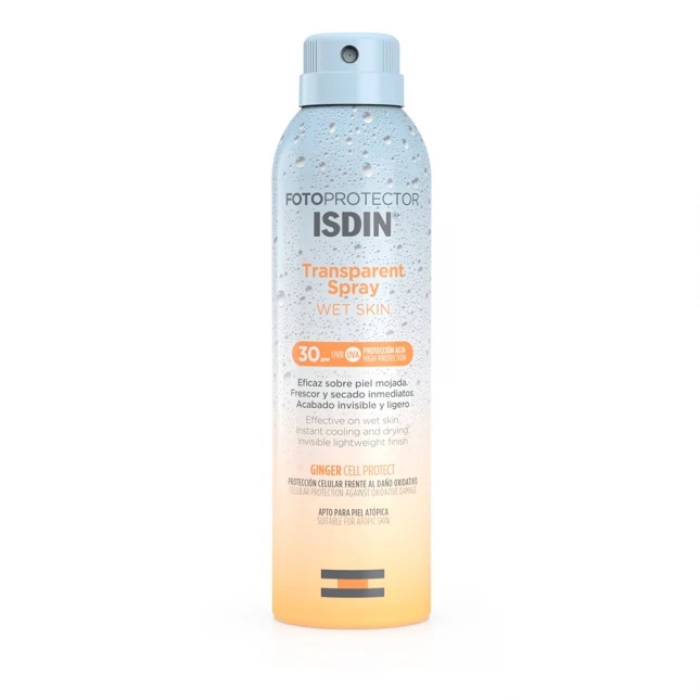 ISDIN Fotoprotector Transparent Spray Wet Skin SPF 50 – حماية غير مرئية من أشعة الشمس ومقاومة للماء